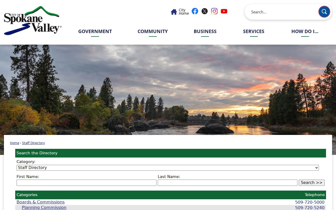 Spokane Valley people search in the city staff directory