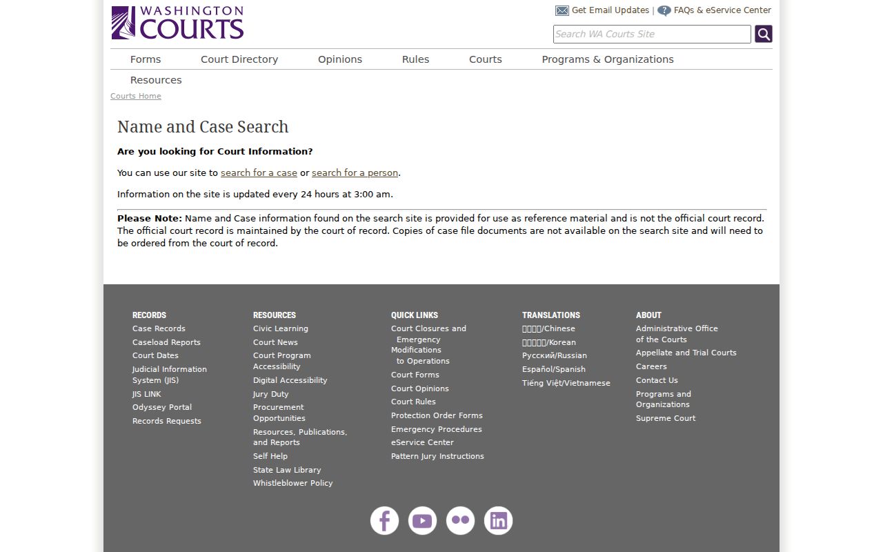 Spokane Valley people search using Washington court case search
